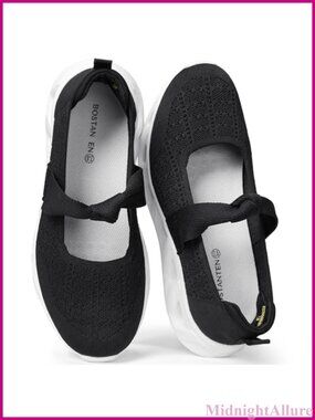 BOSTANTEN Mary Jane Sneakers Knit Chunky Sole Slip On Walking Shoes